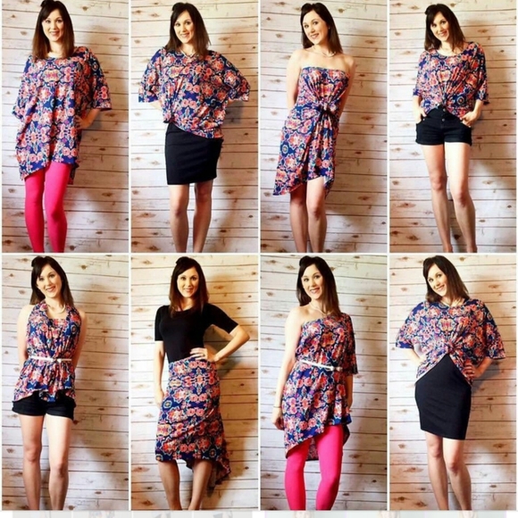 Red Gold Green Chevron Tunic Top LuLaRoe Irma XXS NEW - Picture 11 of 13